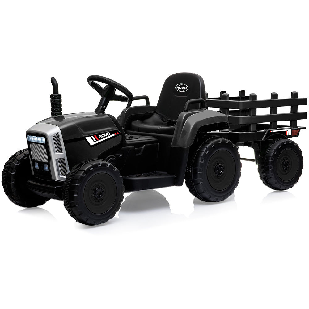 ROVO KIDS Electric Battery Operated Ride On Tractor Toy, Remote Control, Black