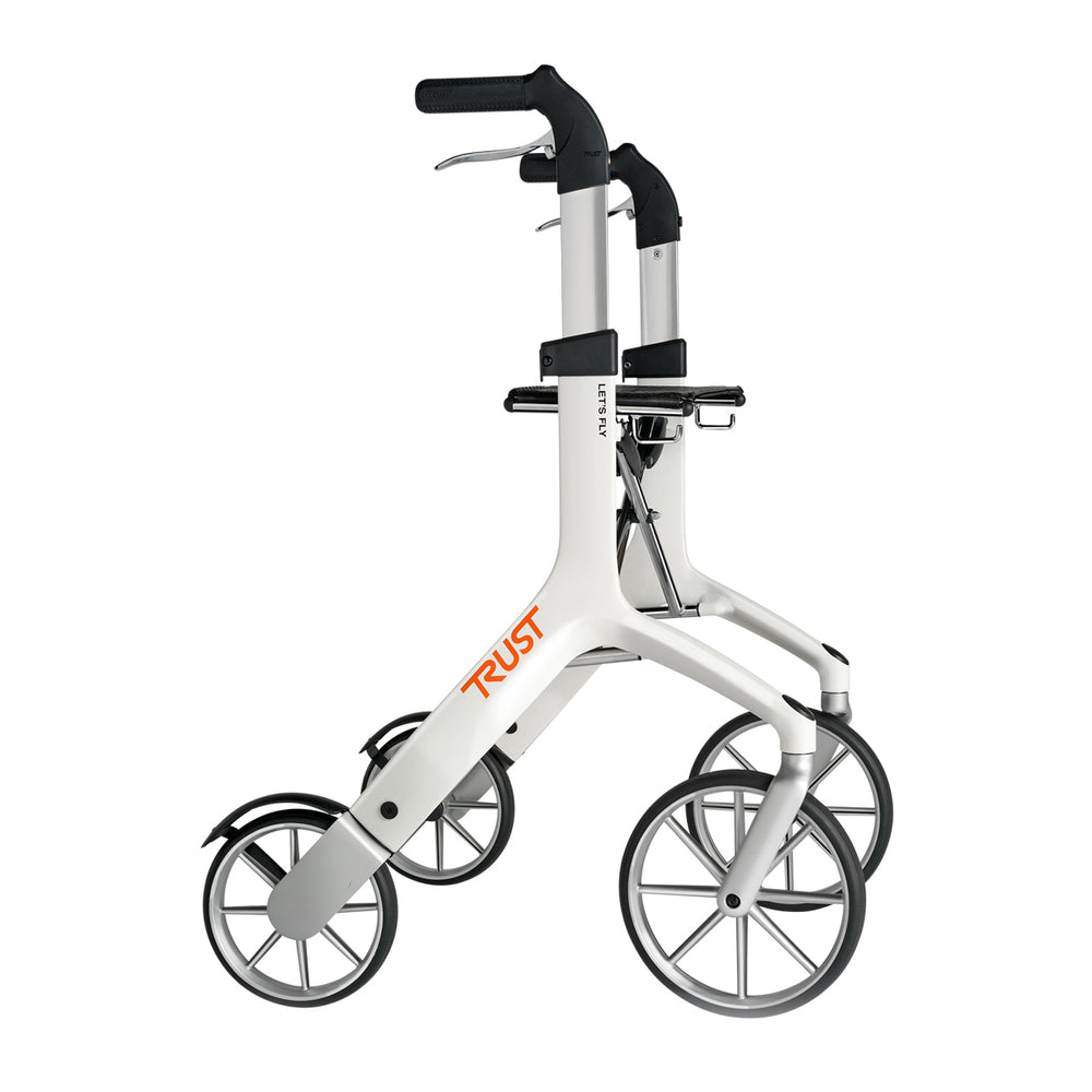 Let's Fly Mobility Rollator Wheelie Walker - White