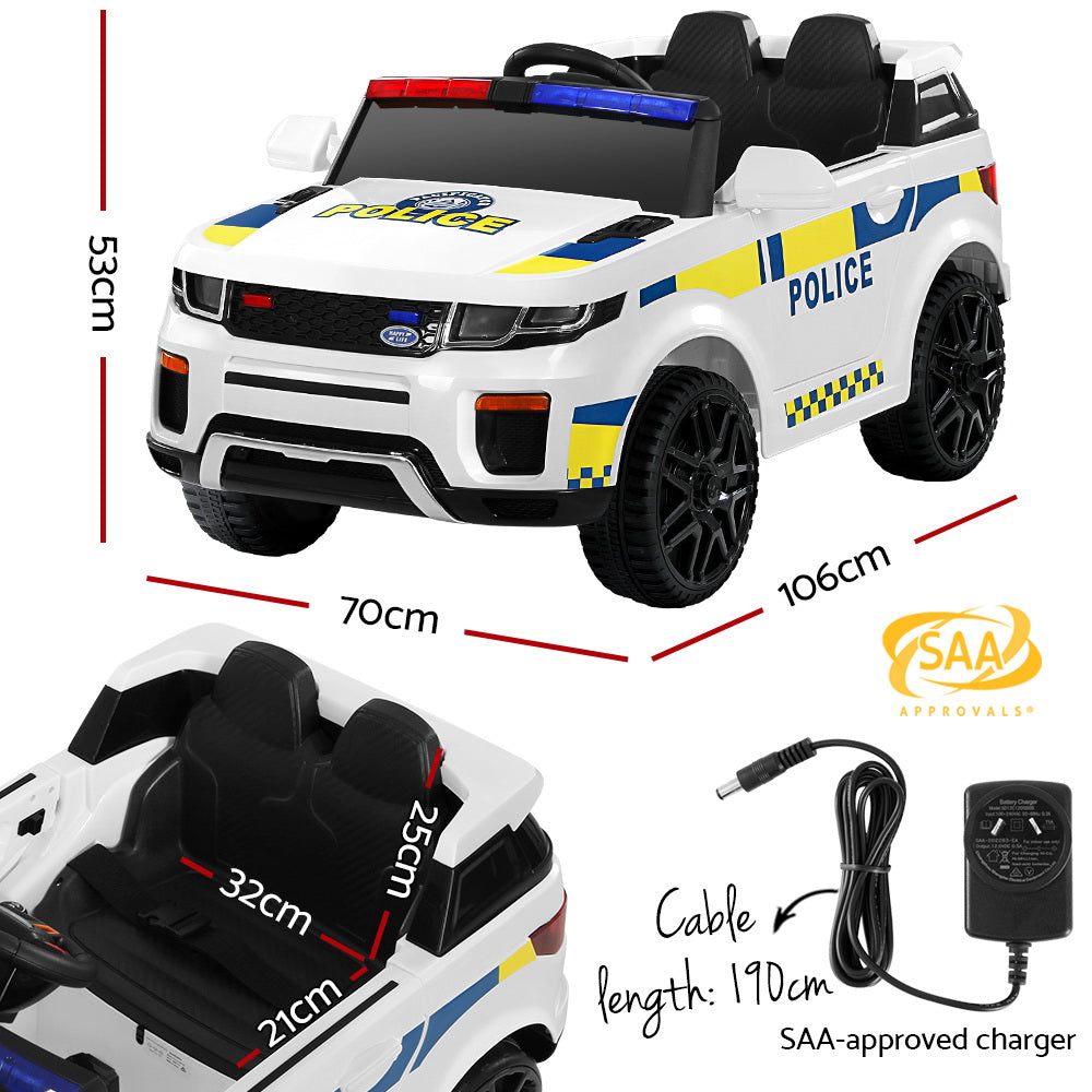 Rigo Kids Ride On Car Electric Patrol Police Toy Cars Remote Control 12V White