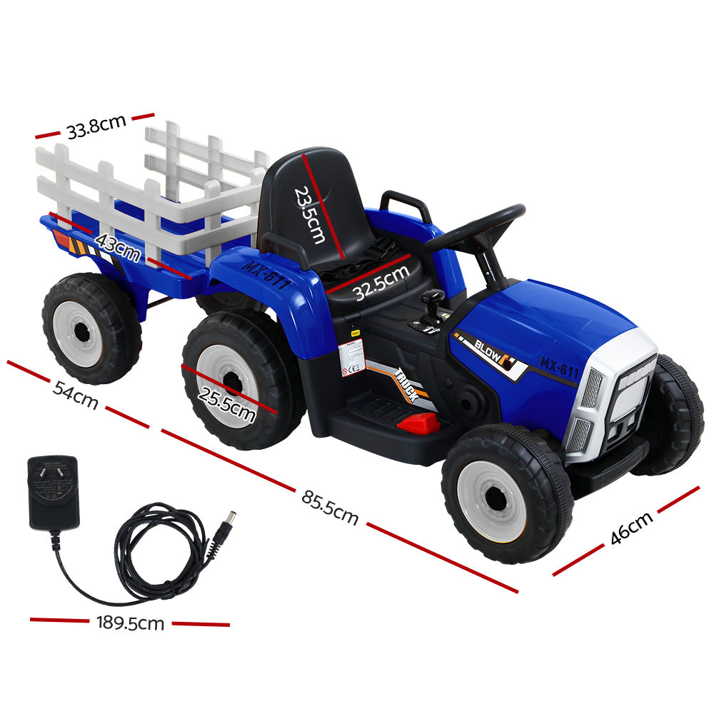 Rigo Kids Electric Ride On Car Tractor Toy Cars 12V Blue – Kidz Carz