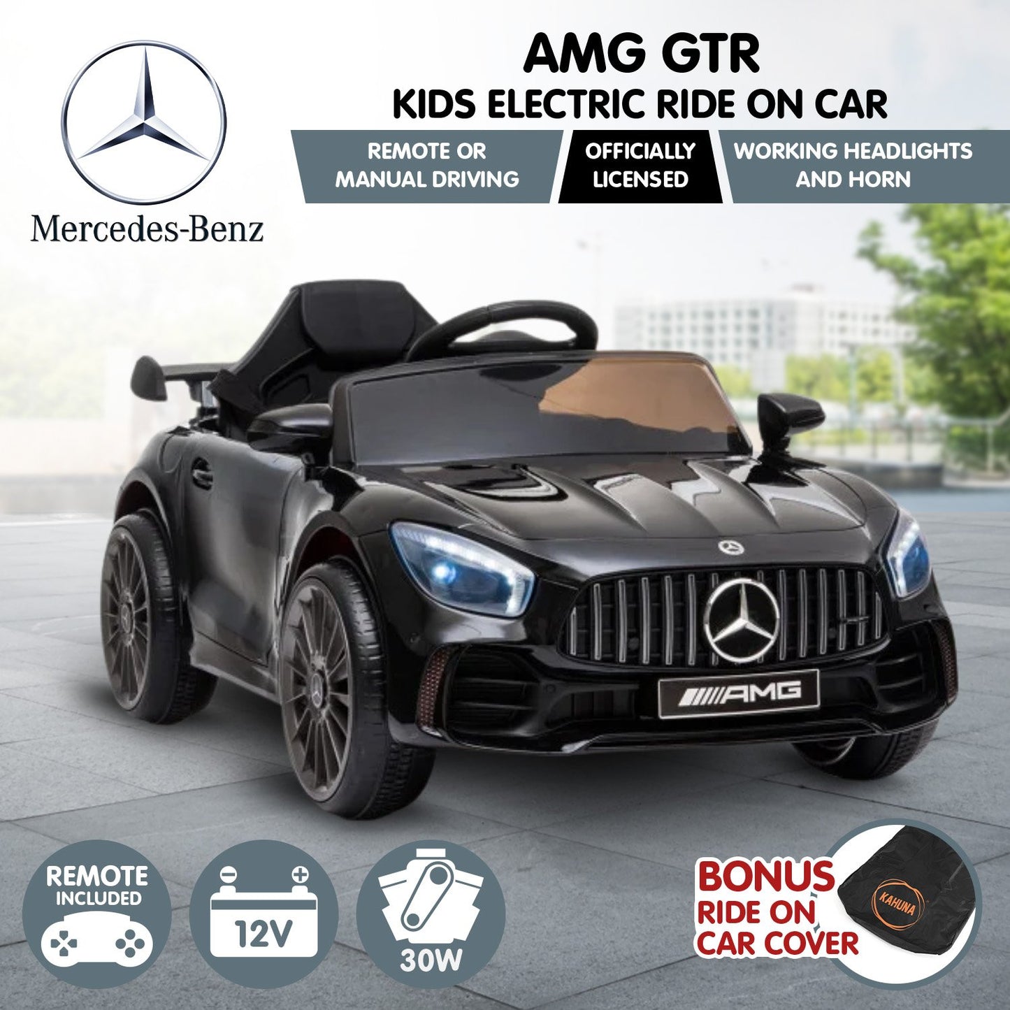 Kahuna Mercedes Benz Licensed Kids Electric Ride On Car Remote Control - Black