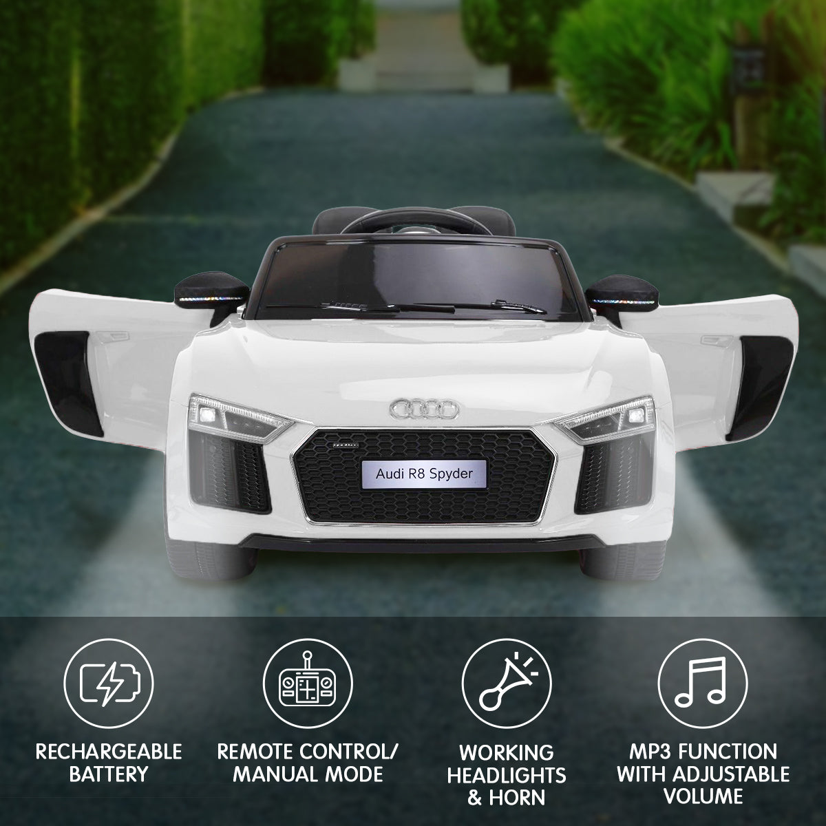 Kahuna R8 Spyder Audi Licensed Kids Electric Ride On Car Remote Control - White